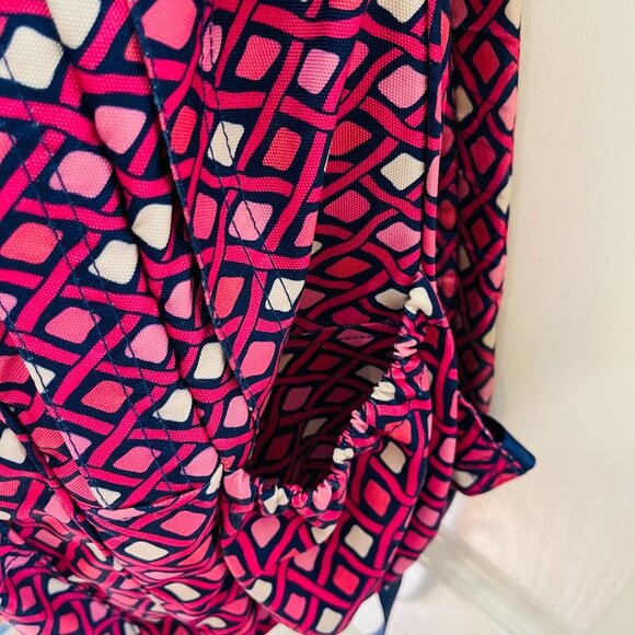 Retired Large Vera Bradley Canvas Backpack Pink Navy Blue 4 Pockets H2O … - Picture 10 of 16